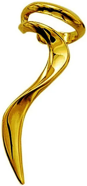 Ear Charms 'Flame' Ear Cuff Long Sculptural Non-Pierced Left Earring/Jacket EZ Care Gold on Sterling Silver