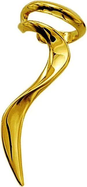 Ear Charms 'Flame' Long Sculptural Ear Cuff Non-Pierced Earring/Jacket Gold on Sterling Silver