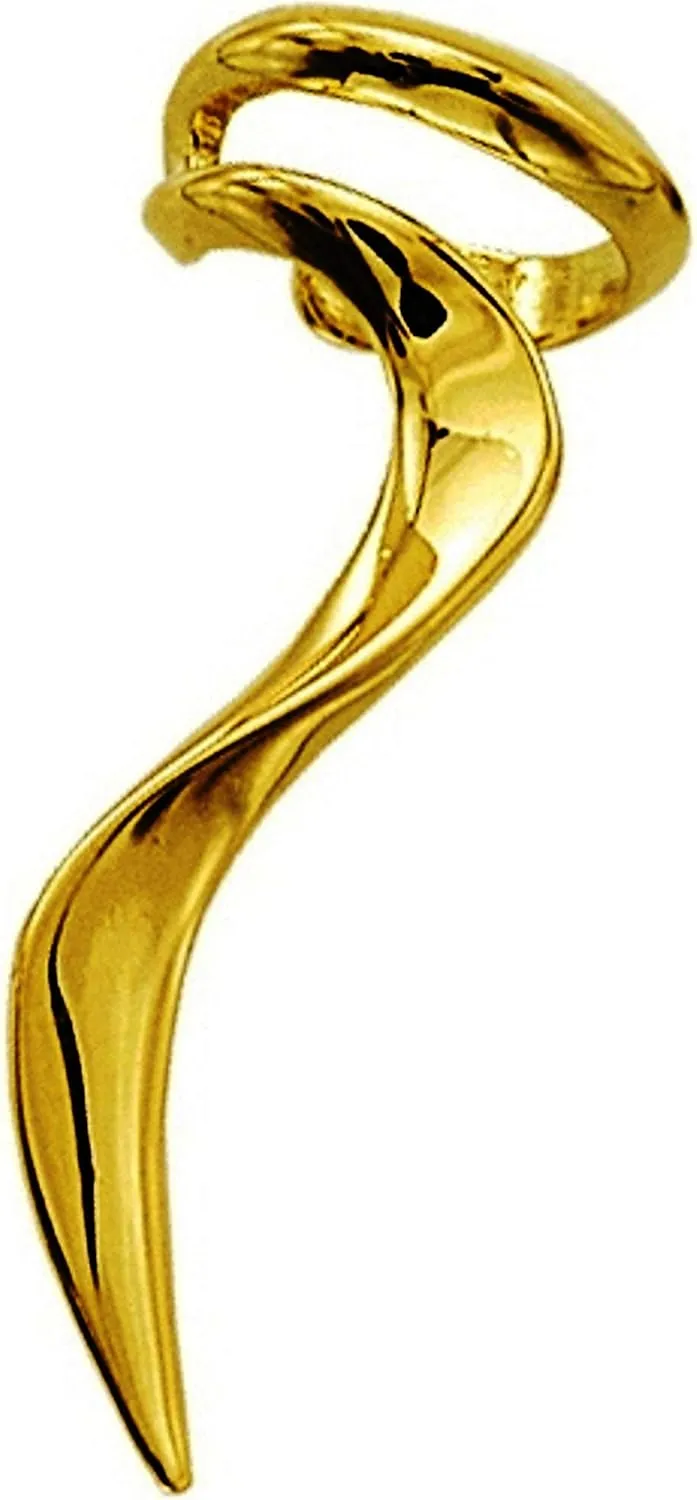 Ear Charms 'Flame' Long Sculptural Ear Cuff Non-Pierced Earring/Jacket Gold on Sterling Silver