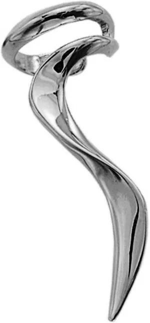 Ear Charms  'Flame' Long Sculptural Ear Cuff Non-Pierced Right Earring/Jacket Rhodium on Sterling Silver