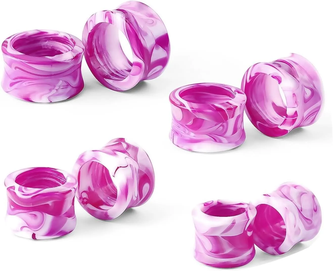 Ear Tunnels for Men, Acrylic Gauges Earrings Double Flared Purple Tunnel Pierced Earrings for Women 2pcs
