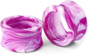 Ear Tunnels for Men, Acrylic Gauges Earrings Double Flared Purple Tunnel Pierced Earrings for Women 2pcs