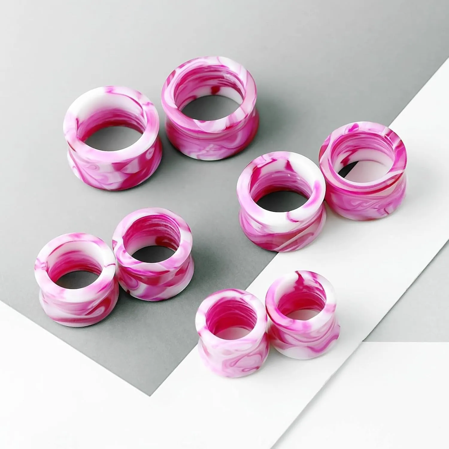 Ear Tunnels for Men, Acrylic Gauges Earrings Double Flared Purple Tunnel Pierced Earrings for Women 2pcs