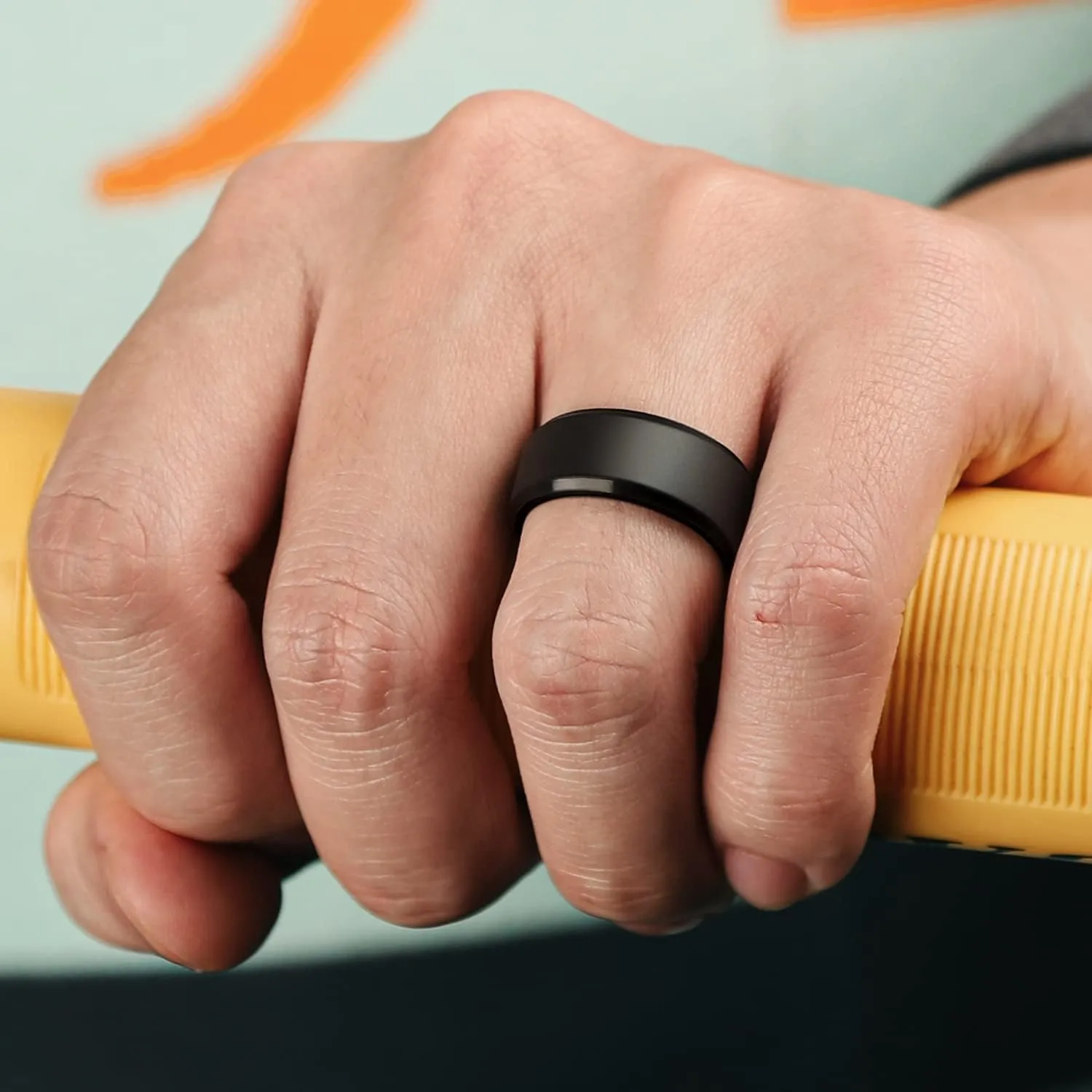 Egnaro Silicone Ring For Men 9mm Wide 2.5mm Thick, Rubber Wedding Bands Ergonomic Breathable Design, Flexible Engagement Rings