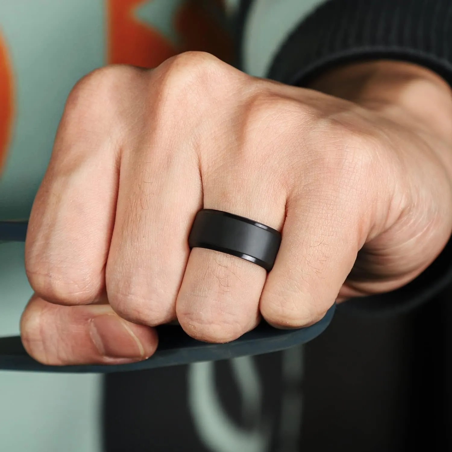 Egnaro Silicone Ring For Men 9mm Wide 2.5mm Thick, Rubber Wedding Bands Ergonomic Breathable Design, Flexible Engagement Rings