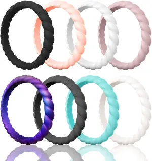 Egnaro Silicone Ring Women Thin and Stackable Rubber Rings Women Wedding Bands - 2.5mm Width - 1.8mm Thick