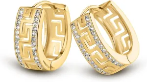 Elegant 14K Gold Plated Cubic Zirconia Hoop Earrings for Women - Double Row 5A Cubic Zirconia, Hypoallergenic, Nickel-Free, Lead-Free - Gift for Valentines Day, Anniversaries, Birthdays, and Special Occasions