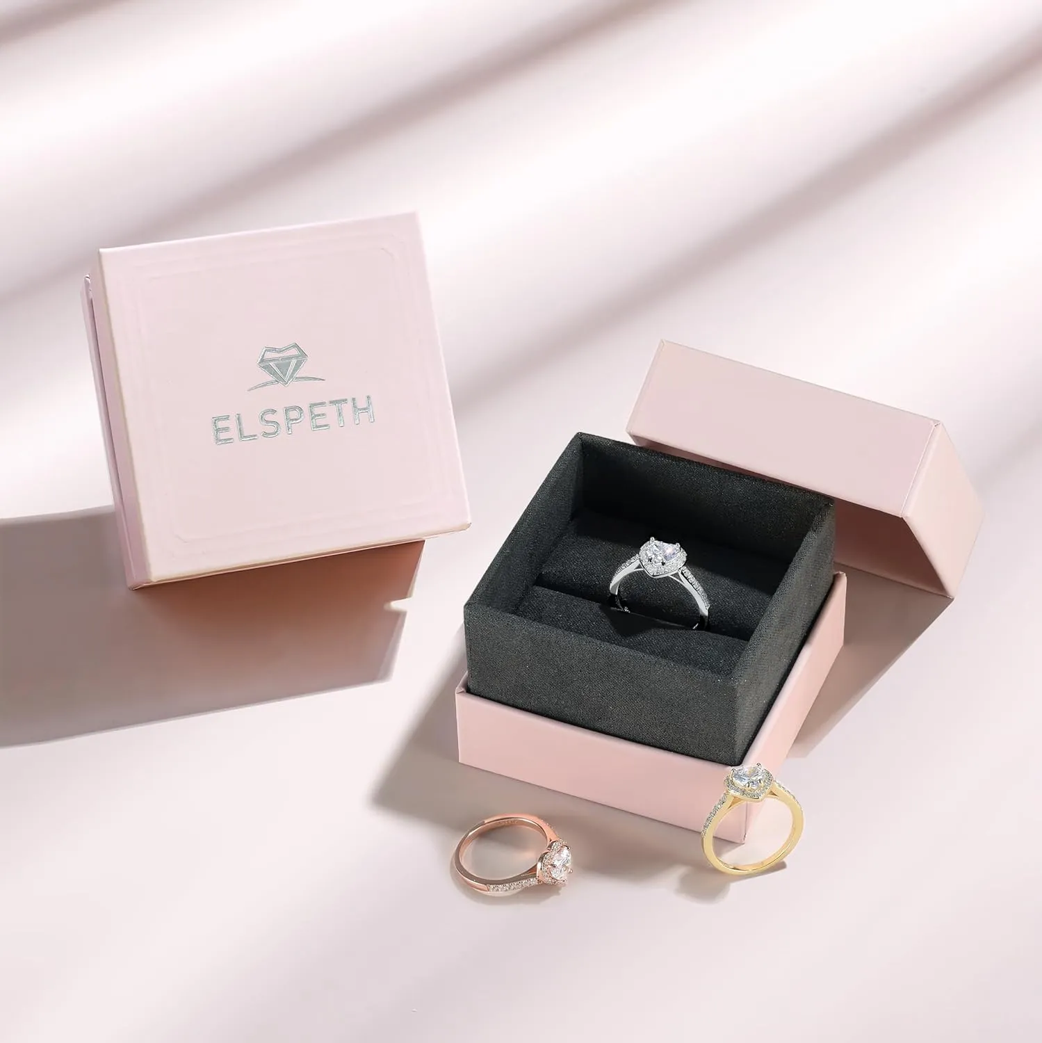 Elspeth 925 Sterling Silver Heart Engagement Ring for Women Heart Cut Cubic Zirconia Promise Ring Size 4-10