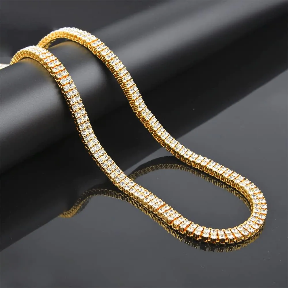 EMESLY Solid Miami Cuban Link Chain Gold/Silver Necklace (16, 18, 20, 22, 24 Inches Length); Hip Hop Bracelet (8" Length) for Men & Women; Perfect Iced Out Bling Jewelry Gift