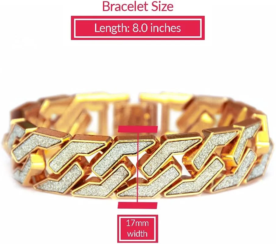 EMESLY Solid Miami Cuban Link Chain Gold/Silver Necklace (16, 18, 20, 22, 24 Inches Length); Hip Hop Bracelet (8" Length) for Men & Women; Perfect Iced Out Bling Jewelry Gift