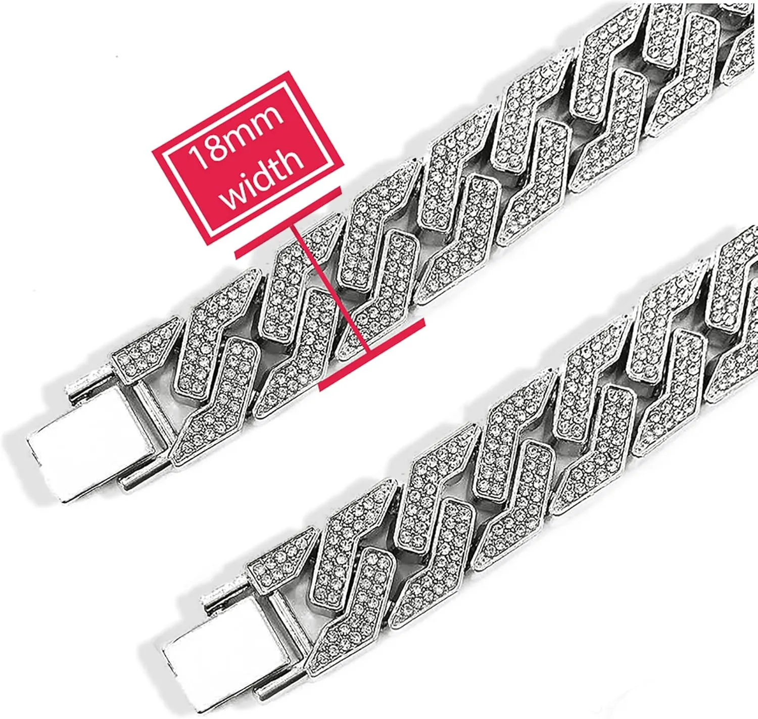 EMESLY Solid Miami Cuban Link Chain Gold/Silver Necklace (16, 18, 20, 22, 24 Inches Length); Hip Hop Bracelet (8" Length) for Men & Women; Perfect Iced Out Bling Jewelry Gift