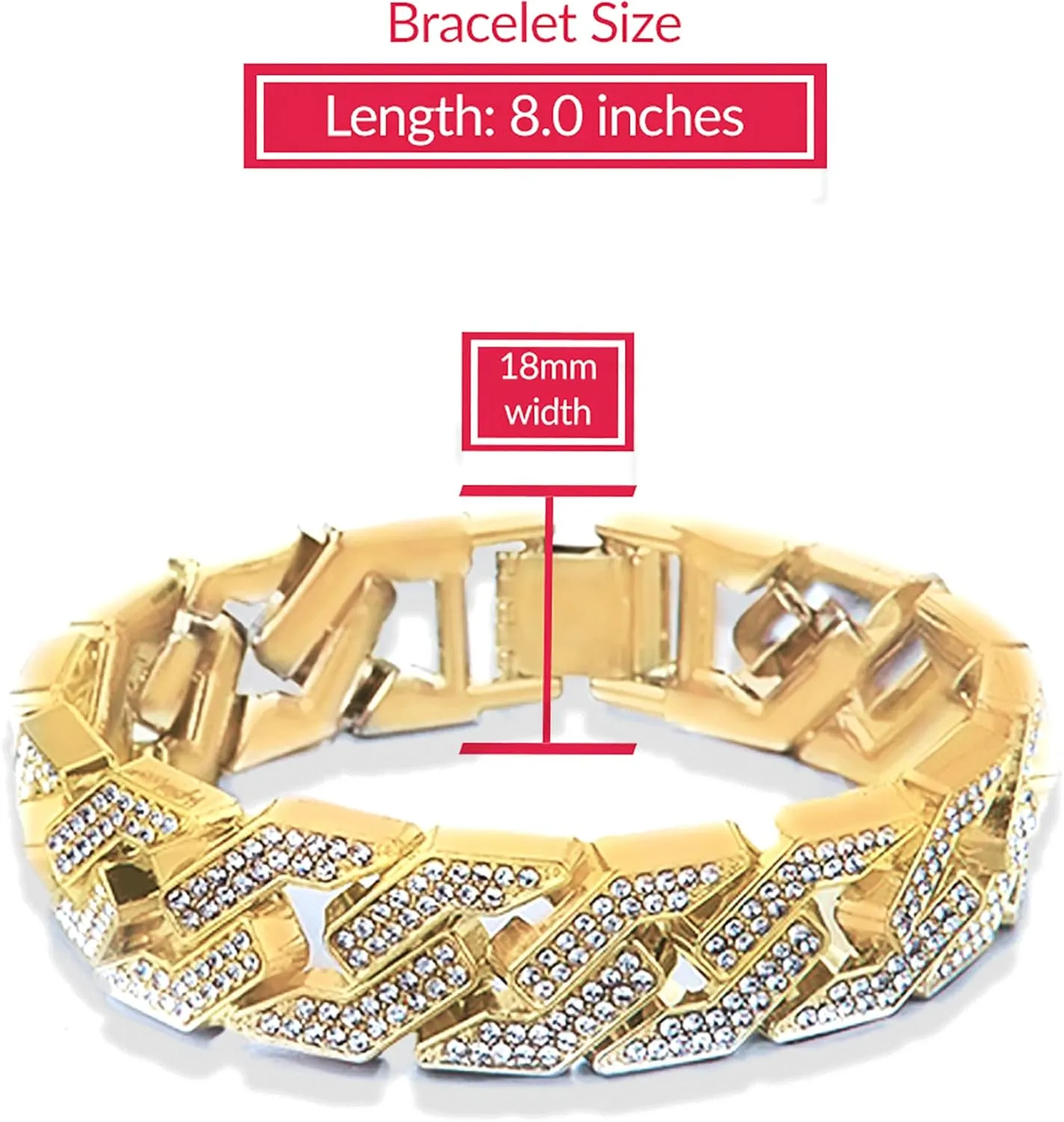 EMESLY Solid Miami Cuban Link Chain Gold/Silver Necklace (16, 18, 20, 22, 24 Inches Length); Hip Hop Bracelet (8" Length) for Men & Women; Perfect Iced Out Bling Jewelry Gift