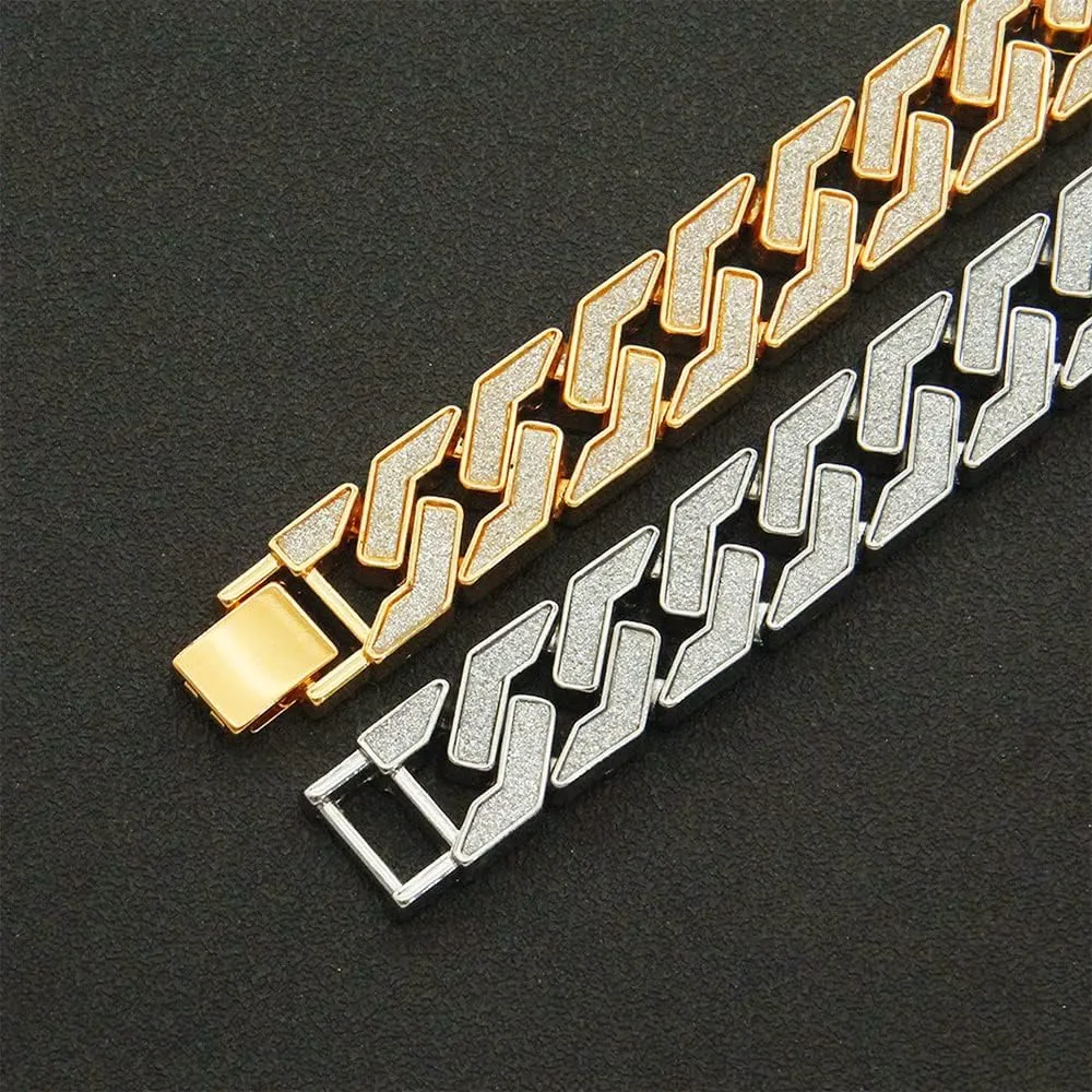 EMESLY Solid Miami Cuban Link Chain Gold/Silver Necklace (16, 18, 20, 22, 24 Inches Length); Hip Hop Bracelet (8" Length) for Men & Women; Perfect Iced Out Bling Jewelry Gift