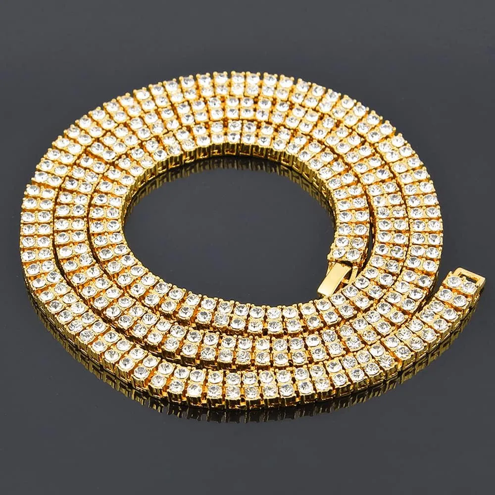 EMESLY Solid Miami Cuban Link Chain Gold/Silver Necklace (16, 18, 20, 22, 24 Inches Length); Hip Hop Bracelet (8" Length) for Men & Women; Perfect Iced Out Bling Jewelry Gift