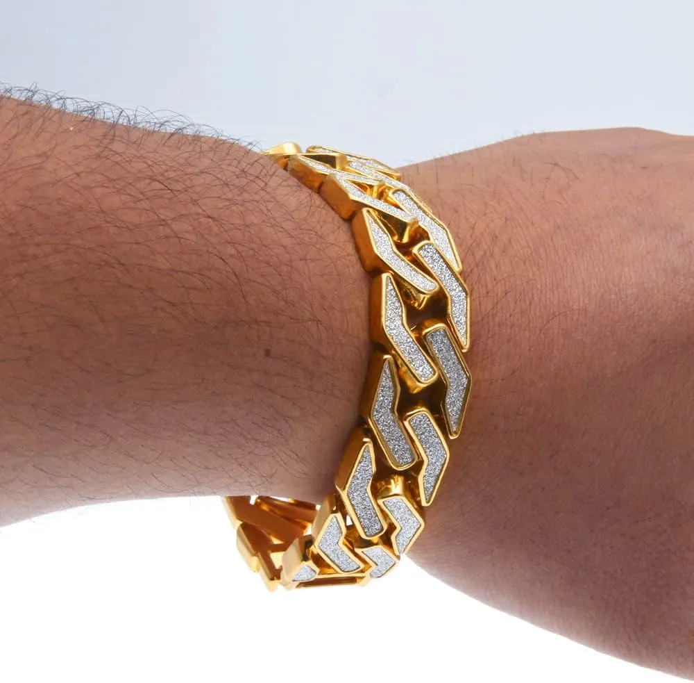 EMESLY Solid Miami Cuban Link Chain Gold/Silver Necklace (16, 18, 20, 22, 24 Inches Length); Hip Hop Bracelet (8" Length) for Men & Women; Perfect Iced Out Bling Jewelry Gift
