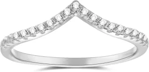 espere Pointed V Shaped Chevron 925 Sterling Silver Ring