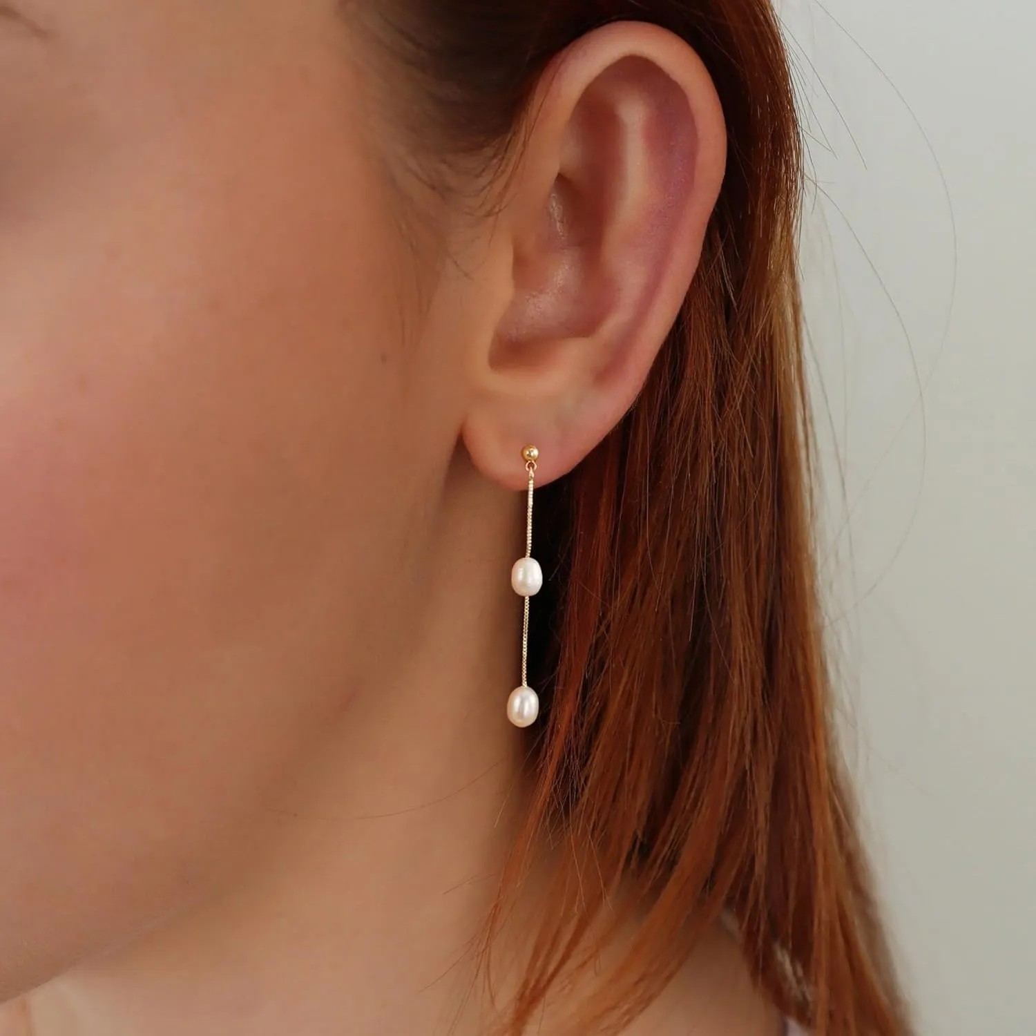Ewrkbr Pearl Earrings for Women,Dainty 14k Gold Plated Pearl Drop Earrings Cute Gold Pearl Bow Earrings for Women Trendy Gold Pearl Dangle Earrings Charm Gold Jewelry Wedding Earrings for Brides