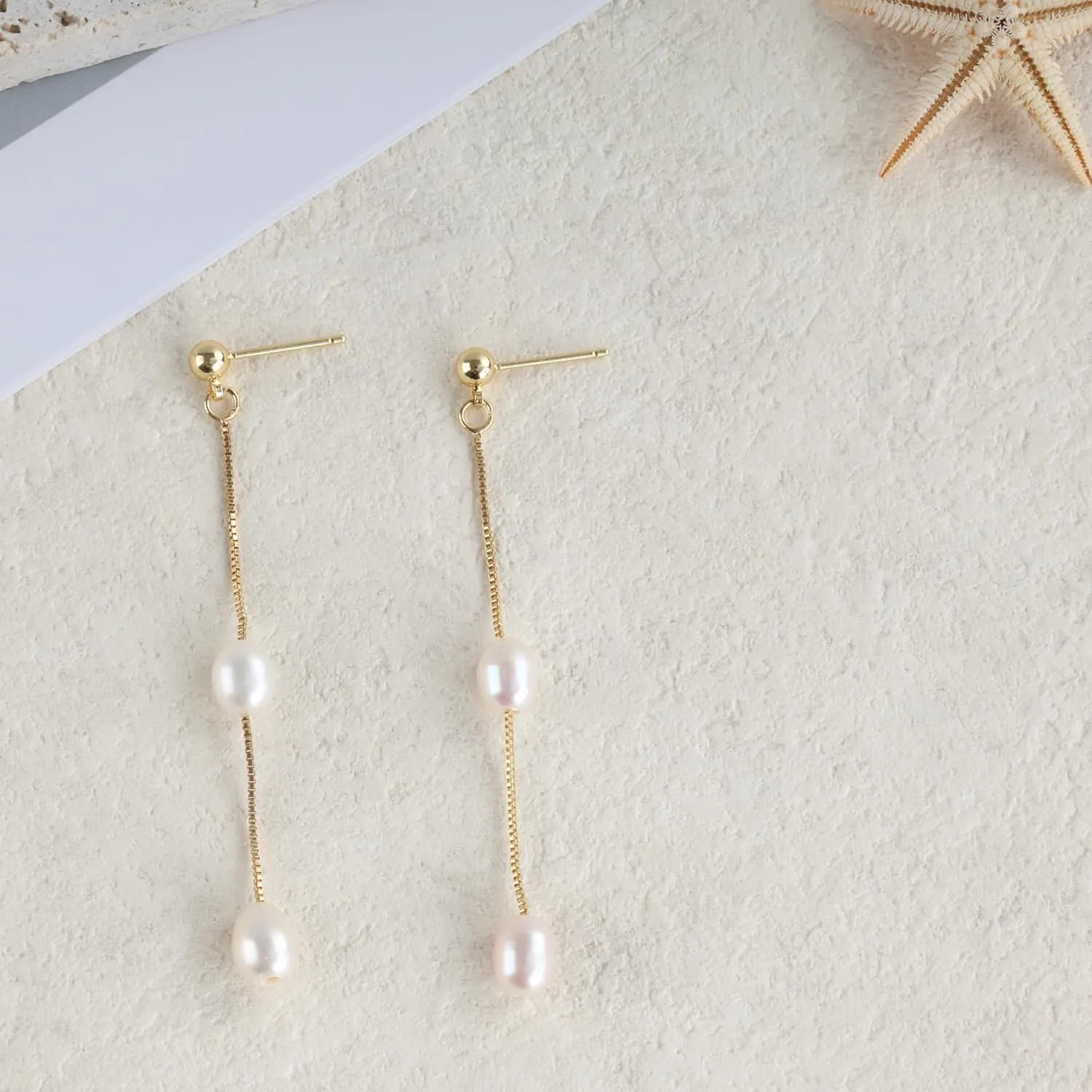 Ewrkbr Pearl Earrings for Women,Dainty 14k Gold Plated Pearl Drop Earrings Cute Gold Pearl Bow Earrings for Women Trendy Gold Pearl Dangle Earrings Charm Gold Jewelry Wedding Earrings for Brides