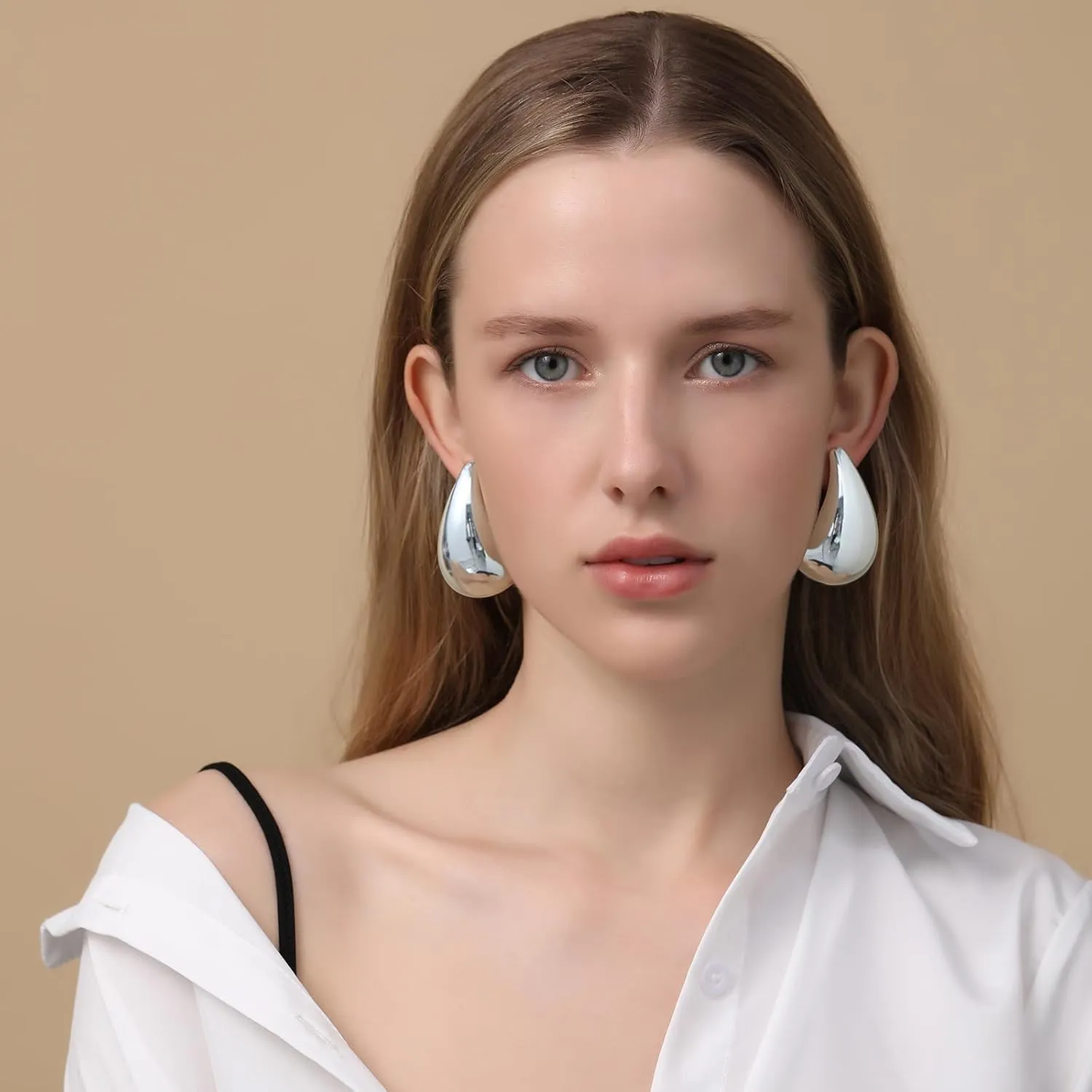 Extra Large Big Drop Earrings for Women, Oversized Chunky Gold Hoop Earrings Lightweight Hypoallergenic Gold Plated Earring Fashion Jewelry