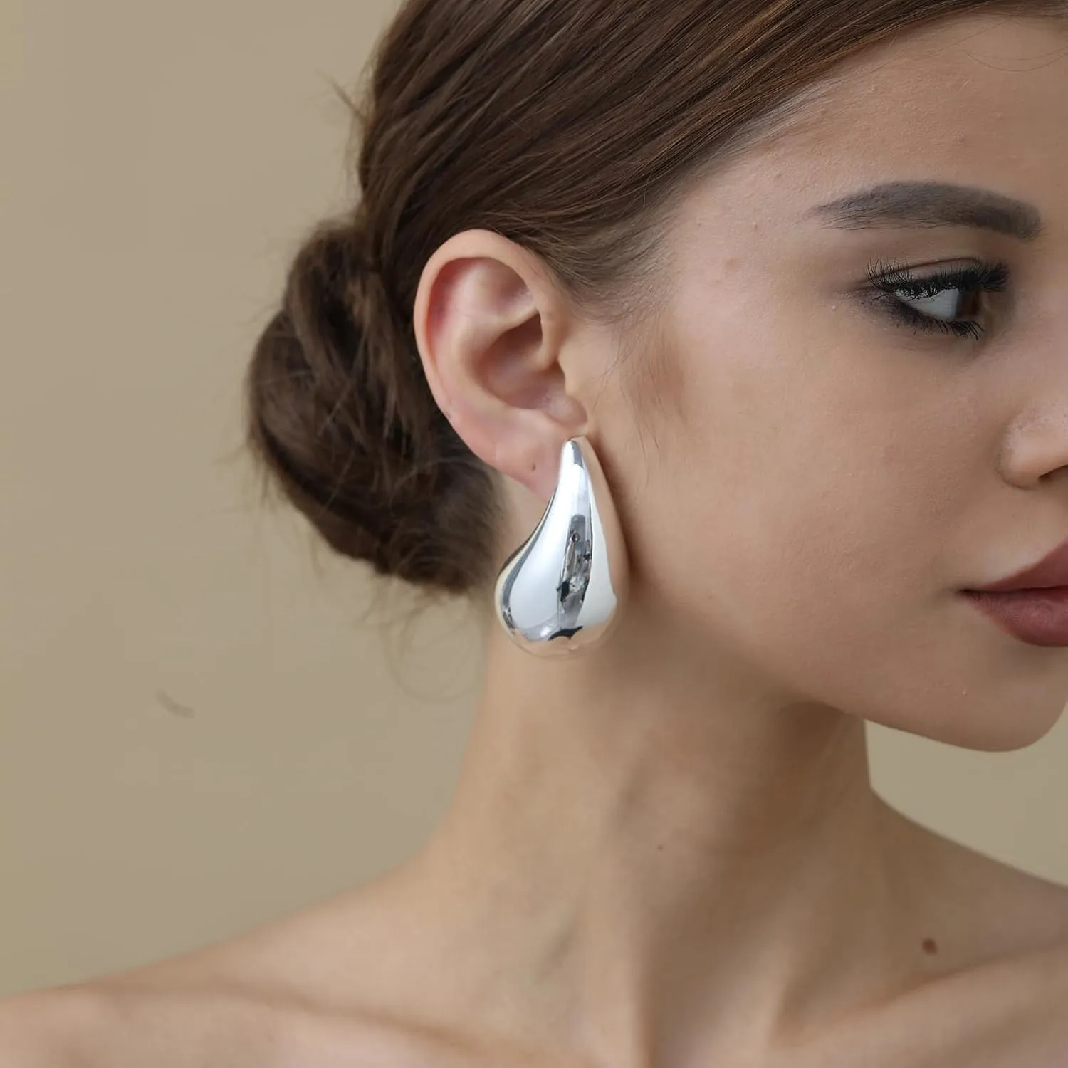Extra Large Big Drop Earrings for Women, Oversized Chunky Gold Hoop Earrings Lightweight Hypoallergenic Gold Plated Earring Fashion Jewelry