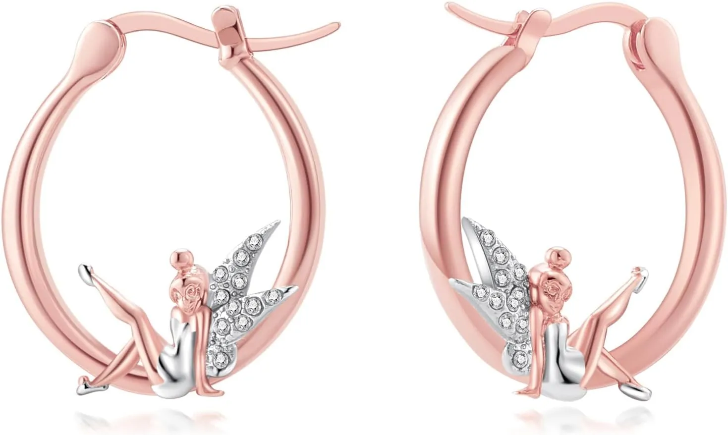 Fairy Angel Hoop Earrings Hypoallergenic Gold Plated Wing Earring