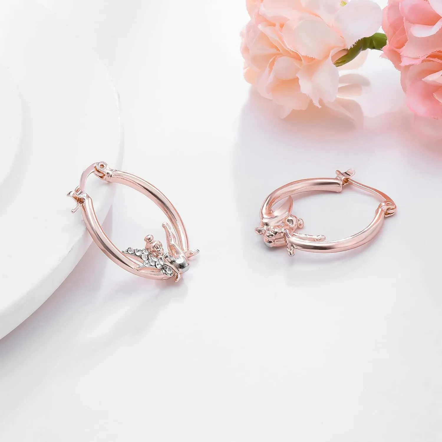 Fairy Angel Hoop Earrings Hypoallergenic Gold Plated Wing Earring