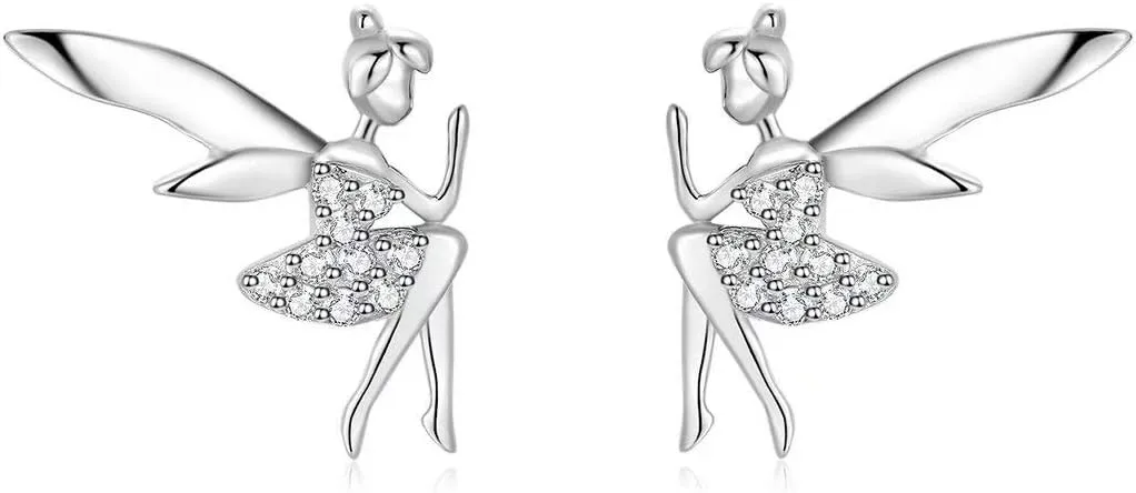 Fairy Stud Earrings 925 Silver Fashion Personality Trendy Ear Studs Gifts for Women