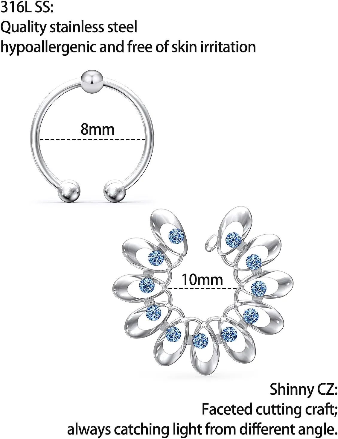 Fake Nipple Piercing, Non Piercing Nipple Rings