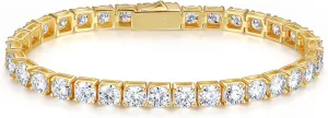 FANCIME Moissanite Tennis Bracelet 4.7-19 Carats 18K Gold Plated 925 Sterling Silver Tennis Bracelet 3mm/4mm/5mm D Color VVS1 Round Cut Moissanite Bracelet for Women Men