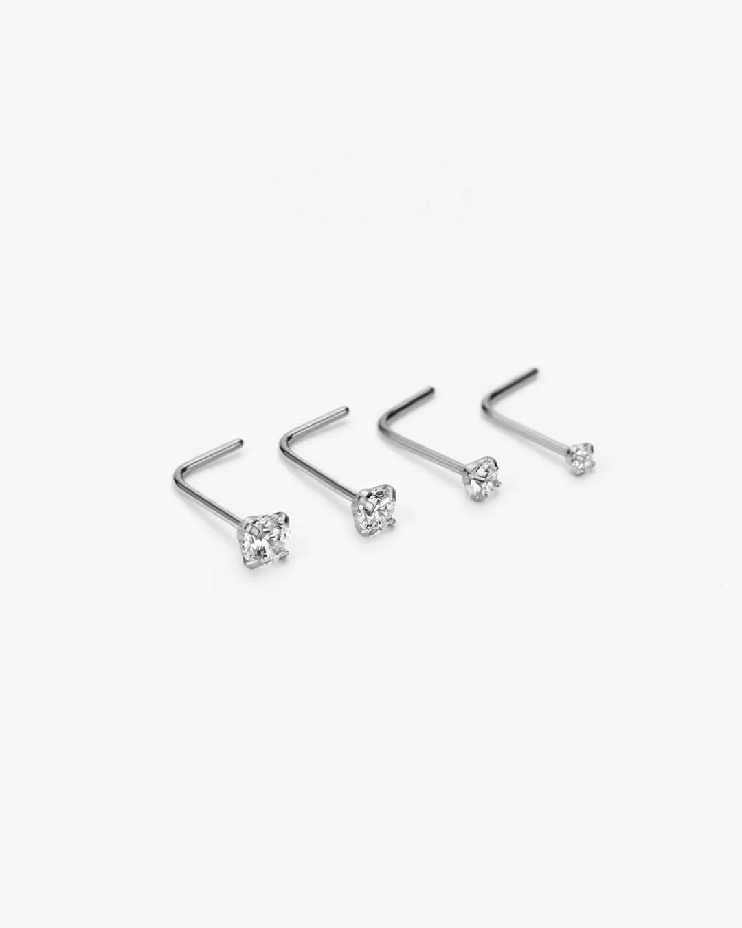 FANSING 4 Pieces Different Sizes 316L Surgical Steel Nose Studs L Shaped
