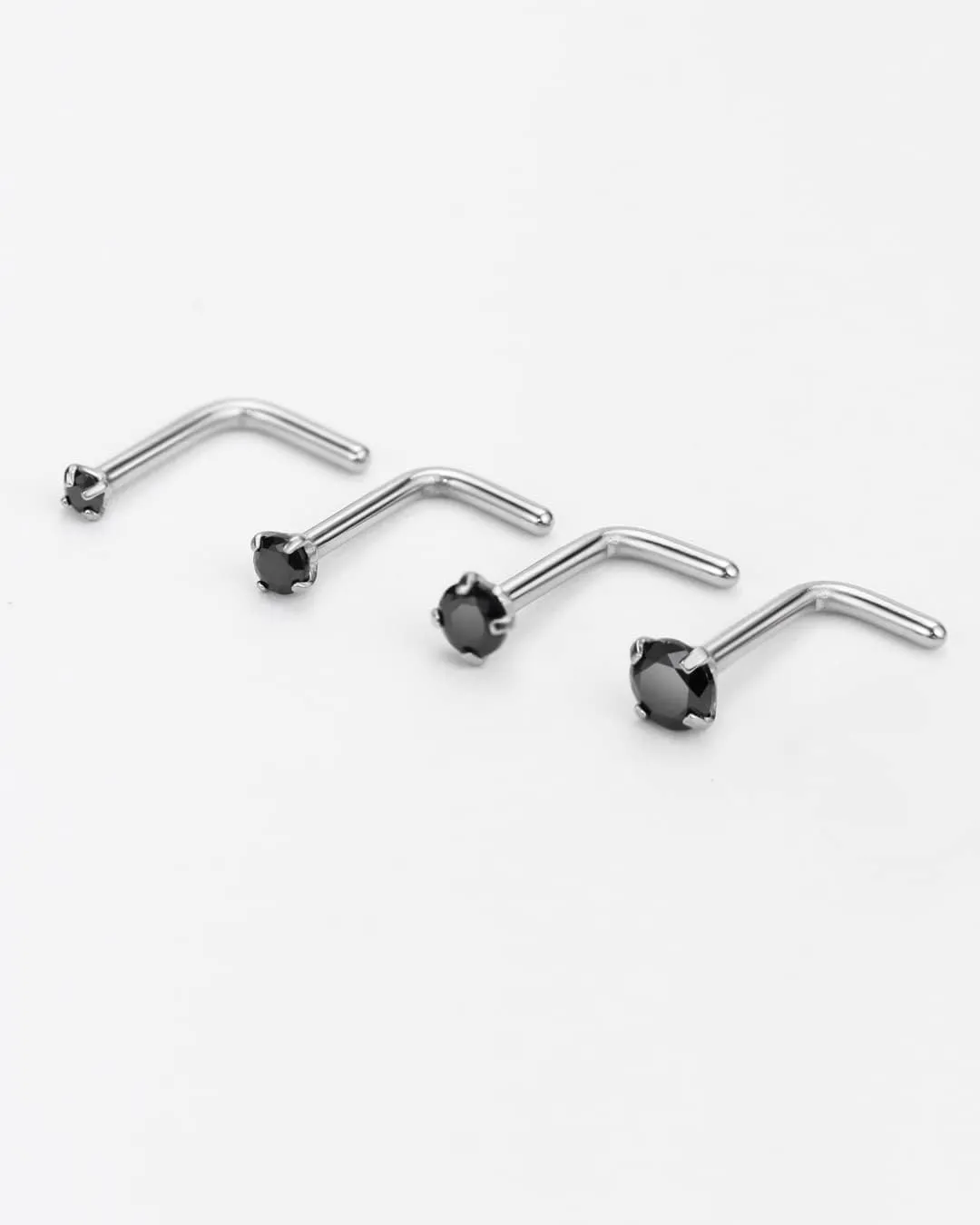 FANSING 4 Pieces Different Sizes 316L Surgical Steel Nose Studs L Shaped
