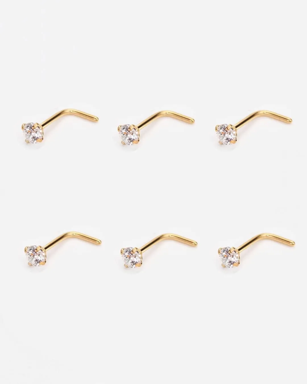 FANSING Nose Studs for Women Men L Shaped Nose Rings Surgical Steel Nostril Piercing Jewelry with Cubic Zirconia End