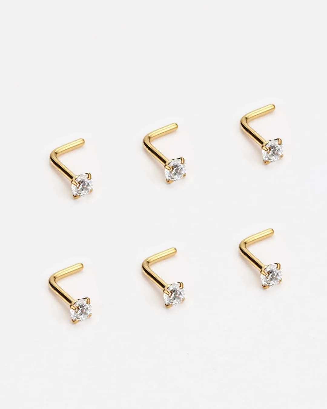 FANSING Nose Studs for Women Men L Shaped Nose Rings Surgical Steel Nostril Piercing Jewelry with Cubic Zirconia End