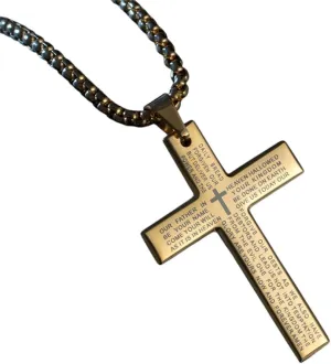 Fashion Bible Jesus Cross Pendant Necklace Hip Hop Men Stainless Steel Pendant Necklace For Women Retro Religious Prayer Jewelry