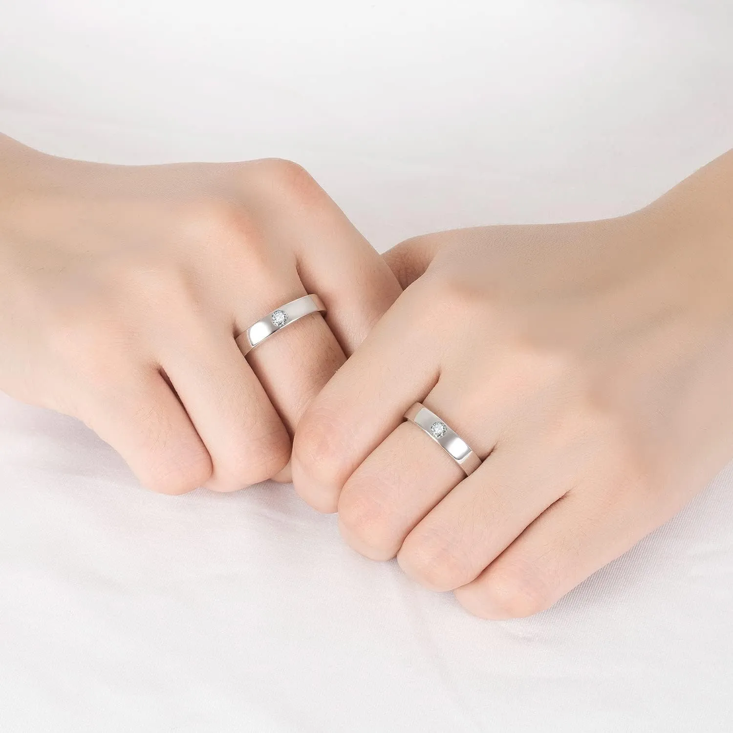 Fashion Sterling Silver Men & Women Wedding Band Engagement Ring With Cubic Zirconia CZ 4.5MM Smooth Plain Dome Comfort Couples Ring Sizes 5 to 13