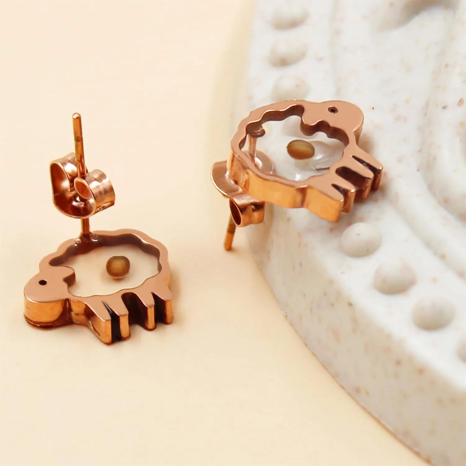 Fashionable Personalized Sheep Shaped Mustard Seed Earrings Hypoallergenic Materials Religious Beliefs Jewelry suitable for women