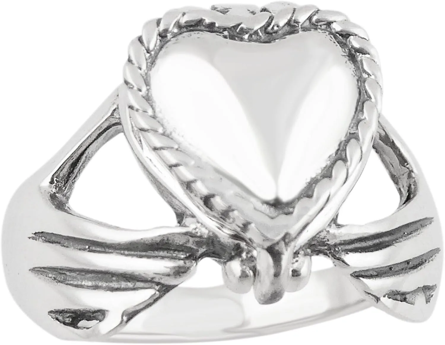 FashionJunkie4Life Sterling Silver Irish Claddagh Heart Poison Ring, Sizes 5-10, Pillbox Rings