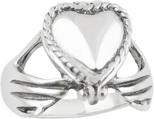 FashionJunkie4Life Sterling Silver Irish Claddagh Heart Poison Ring, Sizes 5-10, Pillbox Rings