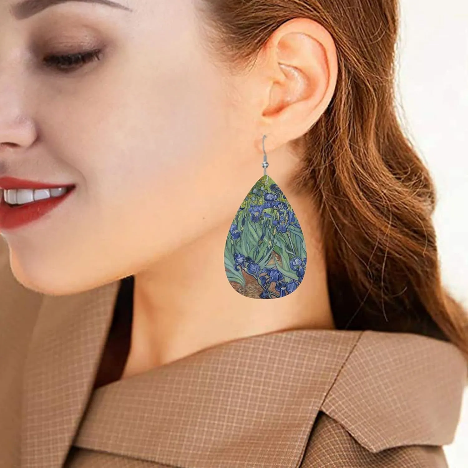 Faux Leather Lightweight Teardrop Dangle Earrings For Women