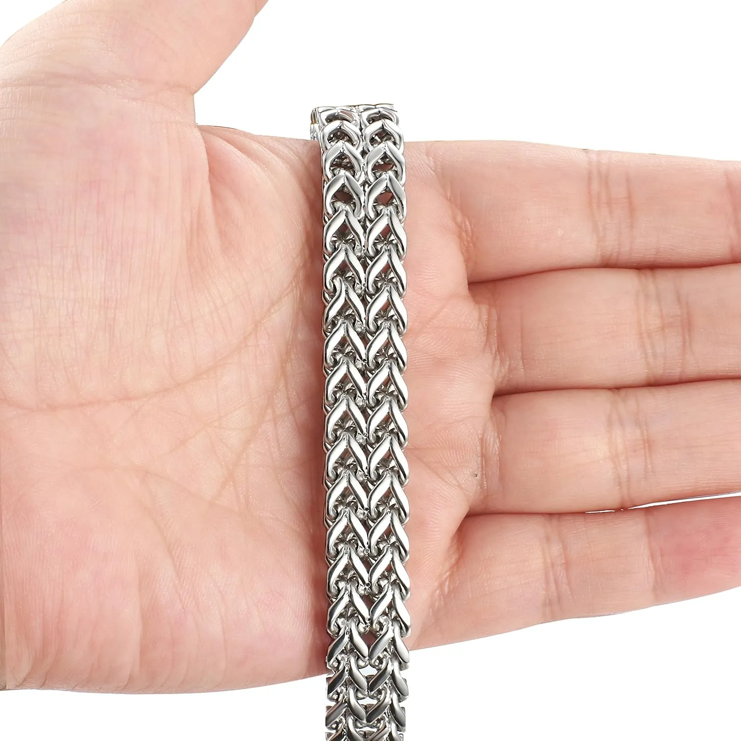 FIBO STEEL 316L Stainless Steel Bracelet for Men Women 2-Strand Plated Chain, Punk Biker Style, Diamond-Cut Figaro Chain, Modern Jewelry Adjustable 8.0-9.1 Inches Length 12mm Width