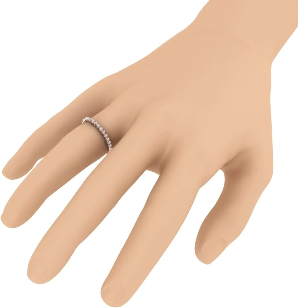 FINEROCK 1/5 Carat Bezel Set Diamond Wedding Band Ring in 10K Solid Gold