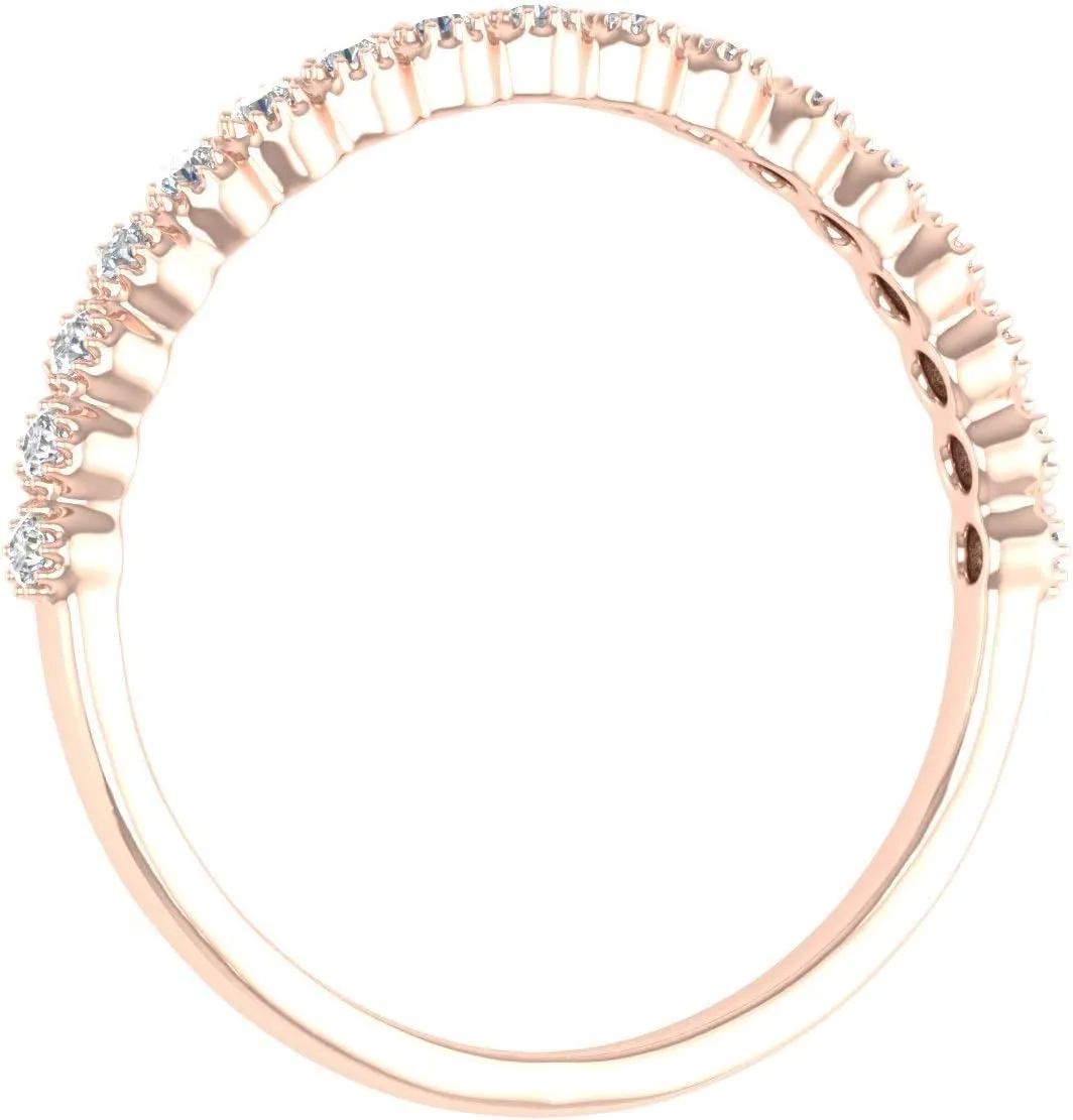 FINEROCK 1/5 Carat Bezel Set Diamond Wedding Band Ring in 10K Solid Gold