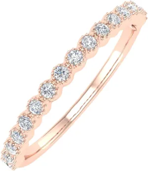 FINEROCK 1/5 Carat Bezel Set Diamond Wedding Band Ring in 10K Solid Gold