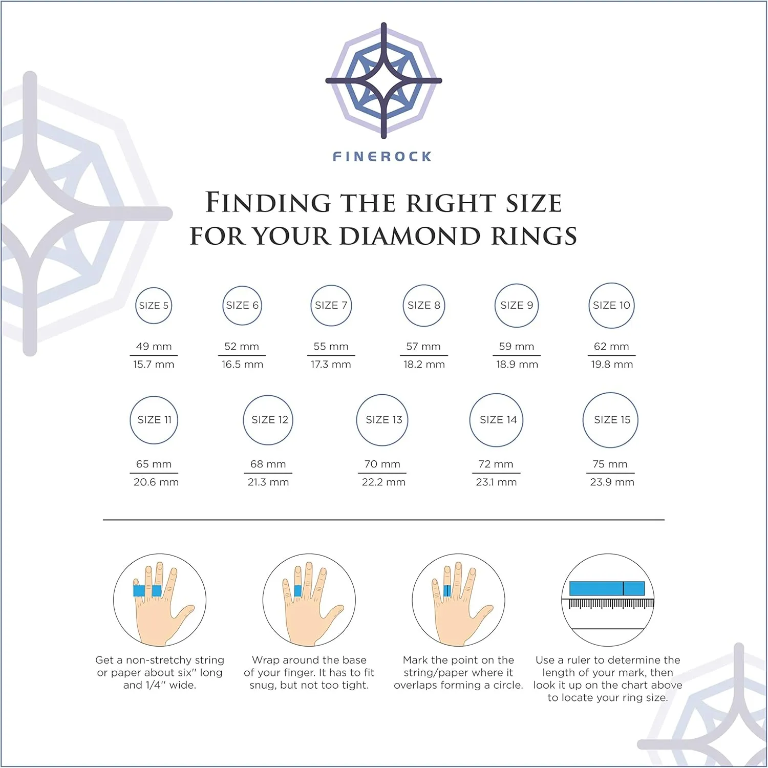 FINEROCK 1/5 Carat Bezel Set Diamond Wedding Band Ring in 10K Solid Gold
