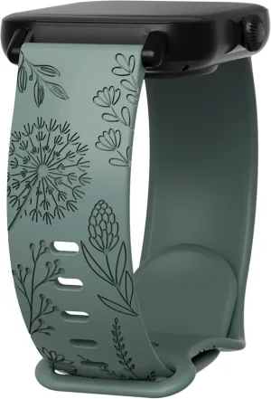 Floral engraved bands for Fitpolo IDW13, IDW16, IDW19 Smartwatch, 22mm Soft Silicone Straps for Woneligo W13/ENOMIR/TOOBUR Smartwatch Bands for Women Men