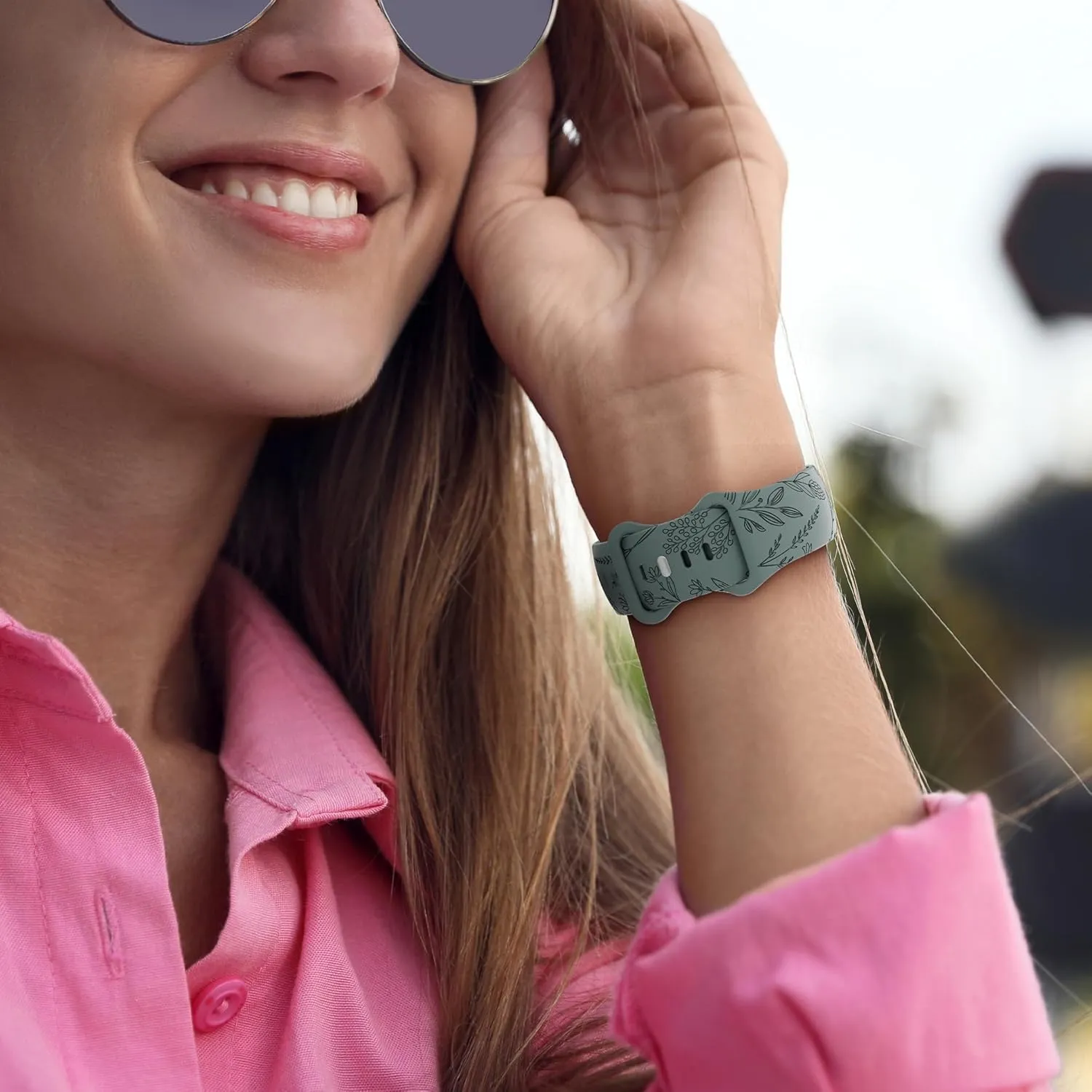 Floral engraved bands for Fitpolo IDW13, IDW16, IDW19 Smartwatch, 22mm Soft Silicone Straps for Woneligo W13/ENOMIR/TOOBUR Smartwatch Bands for Women Men