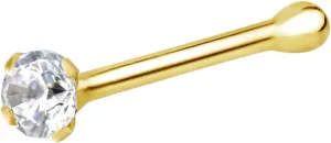 Forbidden Body Jewelry FBJ 14k Nose Ring, 22g, Solid 7mm Micro Stud, 2mm CZ Simulated Diamond, Non-Irritating Skin Safe Real Gold, Women/Men (Sold Individually)