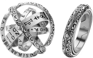 FORUBUS Astronomical Sphere Spinner Ring, Astronomy Ball Cosmic Finger Ring for Astronomer Fans Student Museum Memorial Souvenir