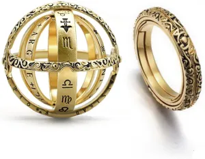 FORUBUS Astronomical Sphere Spinner Ring, Astronomy Ball Cosmic Finger Ring for Astronomer Fans Student Museum Memorial Souvenir