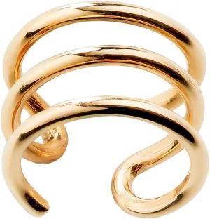 FreshTrends Solid Three Band 14K Gold Cartilage Earring Cuff for Non-Pierced Ears